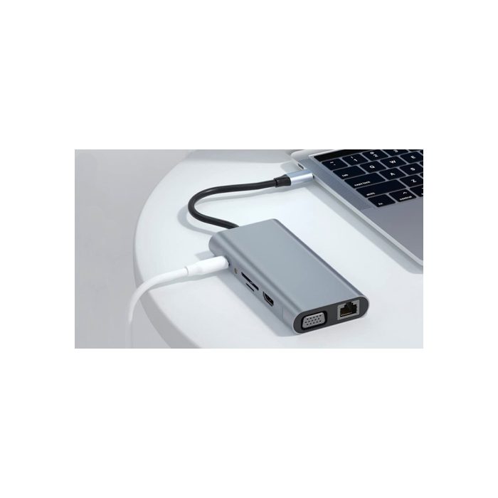 Docking Station USB-C DELCOM 4K HUB 11-IN-1