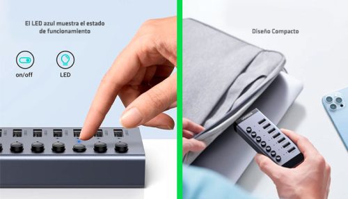 HUB CON SWITCH USB 3.0 7pt UGREEN CM481 C|Adapater