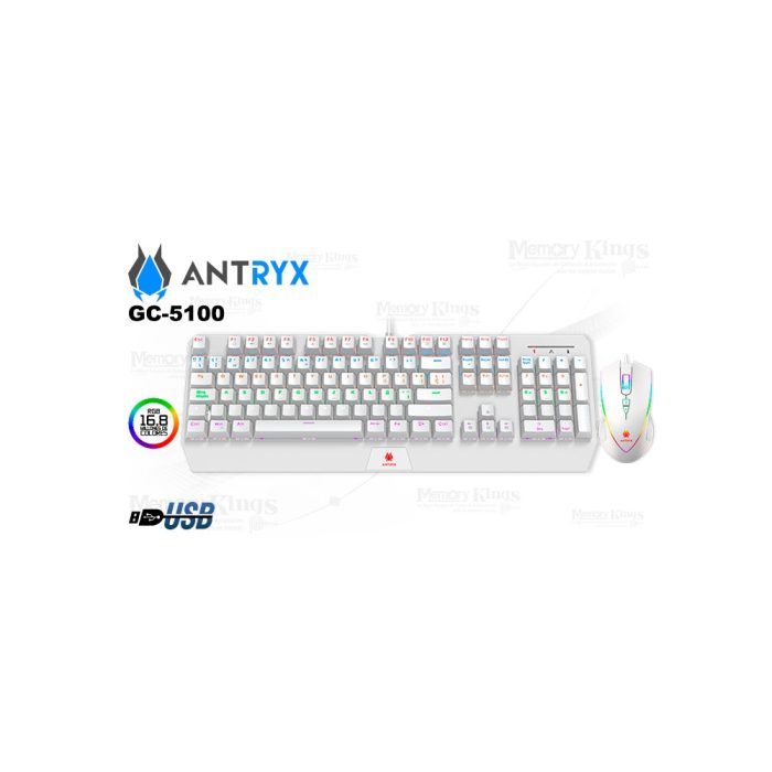 TECLADO+MOUSE Gaming ANTRYX GC-5100 MECANICO SW BLUE RGB WHITE