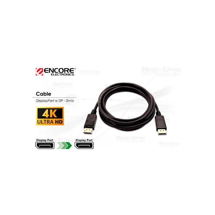 CABLE DisplayPort a DisplayPort 2mts ENCORE 2k|4k
