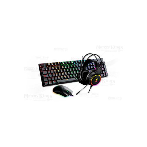 TECLADO+MOUSE +AURICULAR Gaming ANTRYX GC-3100 X3 MECANICO SW BLUE RGB BLACK