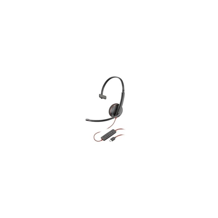 Auriculares Poly Blackwire 3210 Cableado Sobre la oreja Mono - Negro - Monaural - Cerrado - 32Ohm - 158.5cm Cable - Omnidireccional Micrófono - Cancelación de ruido - USB Tipo C, Mini-phone (3.5mm)