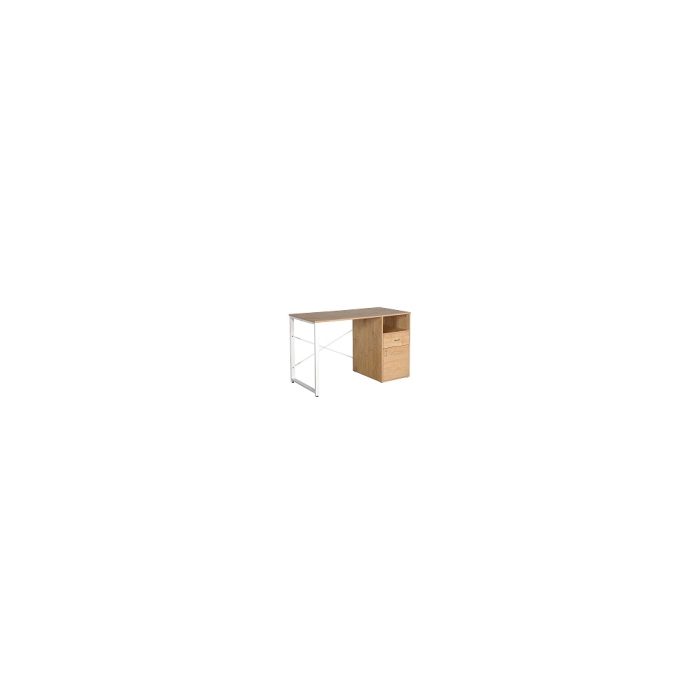 Xtech - Escritorio - rectangular - madera, acero, policloruro de vinilo (PVC) - madera beige - blanco base
