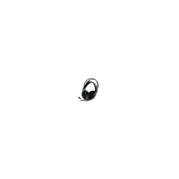 Auriculares para juegos con cable Xtech XTH-560 Insolense - Negro, detalles en verde - Conexión: 3,5 mm (TRRS) Incluye un adaptador divisor hembra de 3,5 mm a enchufes duales de 3,5 mm (TRS)