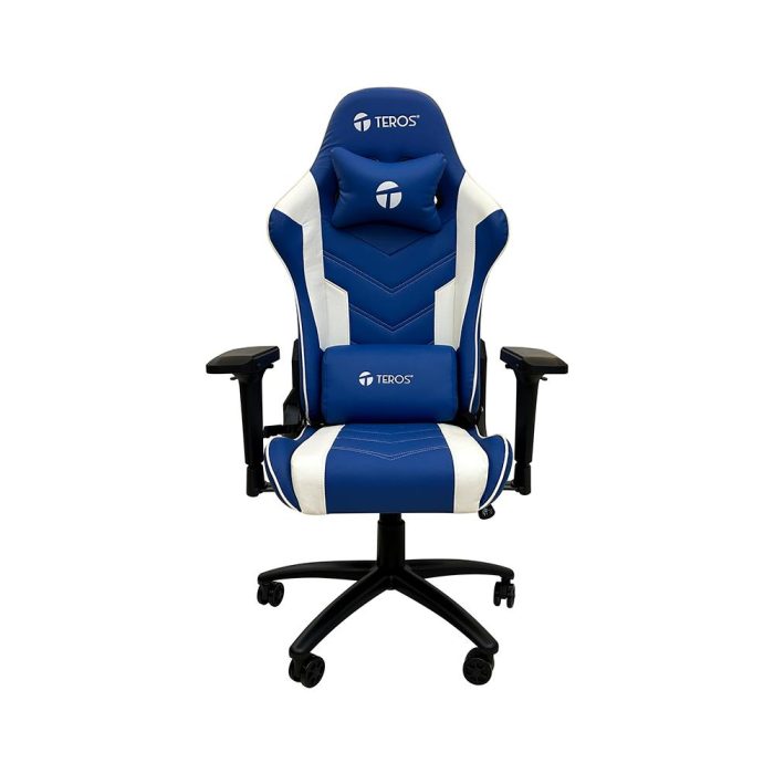 Silla gamer TEROS TE-8126B, azul y blanco