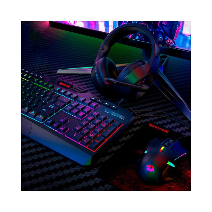 Kit Gamer S101-BA de (Teclado + Mouse + Auriculares + Pad), Retroiluminacion RGB, USB