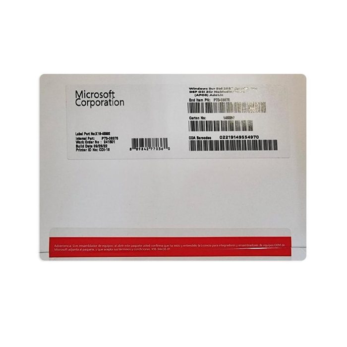 Microsoft Windows Server Standard 2022 Spanish 1pk