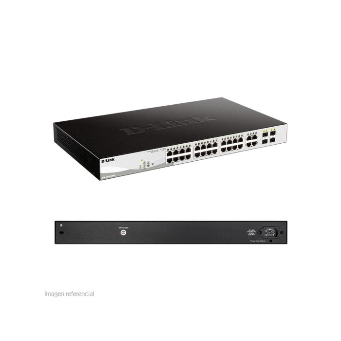 Switch D-Link DGS-1210-28MP, Capa L2, 24 RJ-45 GbE, PoE, 4 puertos GbE/SFP.