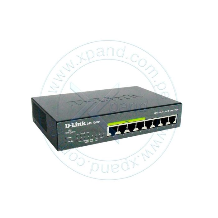 Switch D-Link DGS-1100-08P, Capa 2, 8 puertos RJ-45 LAN GbE, PoE, Auto MDI/MDIX.