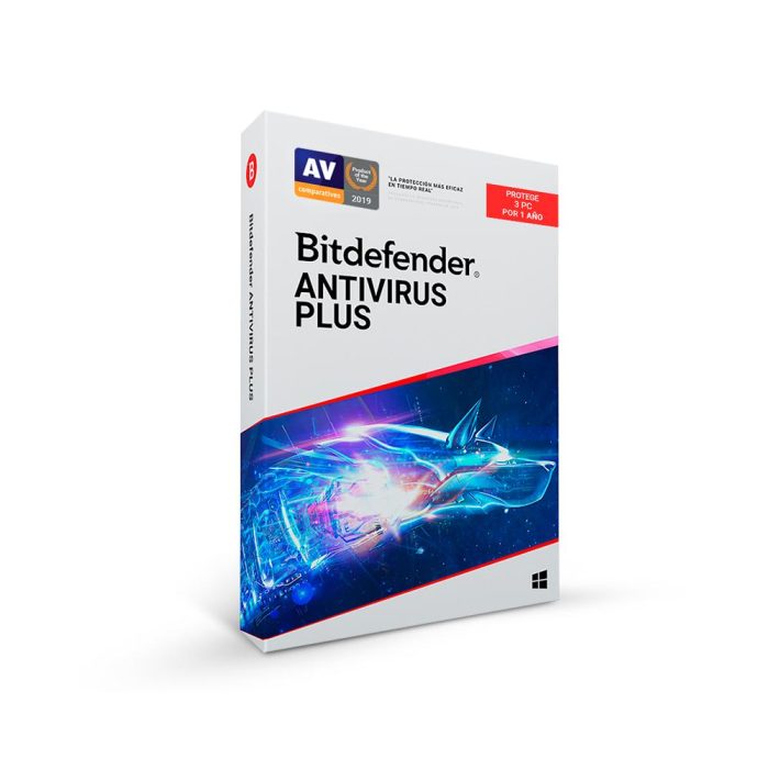 Software Bitdefender Antivirus Plus, Licencia para 3 PCs, por 12 Meses + 3 Gratis.