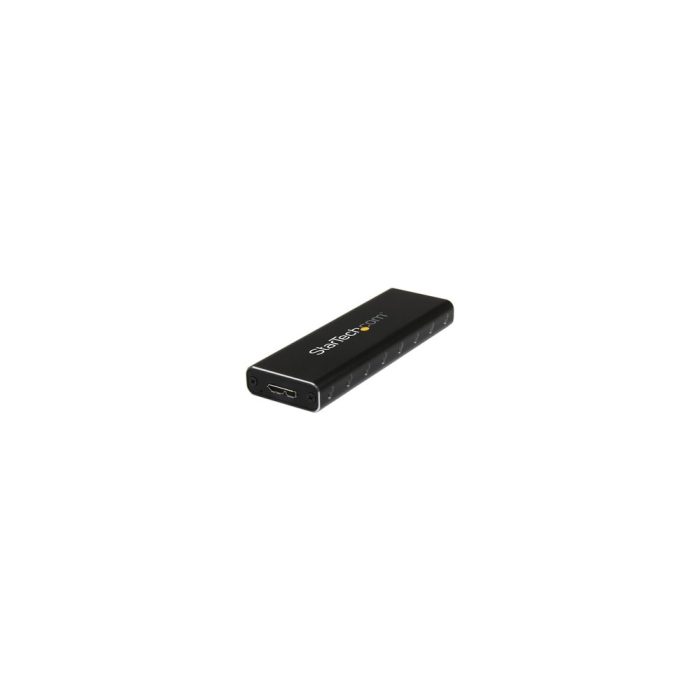 StarTech.com Carcasa de unidad SATA/600, M.2 - USB 3.0 Micro-B Interfaz de host - Soporte UASP Externo - Negro - Conforme con normas TAA - 1 x SSD admitido - 1 x Bahía Total - Aluminio