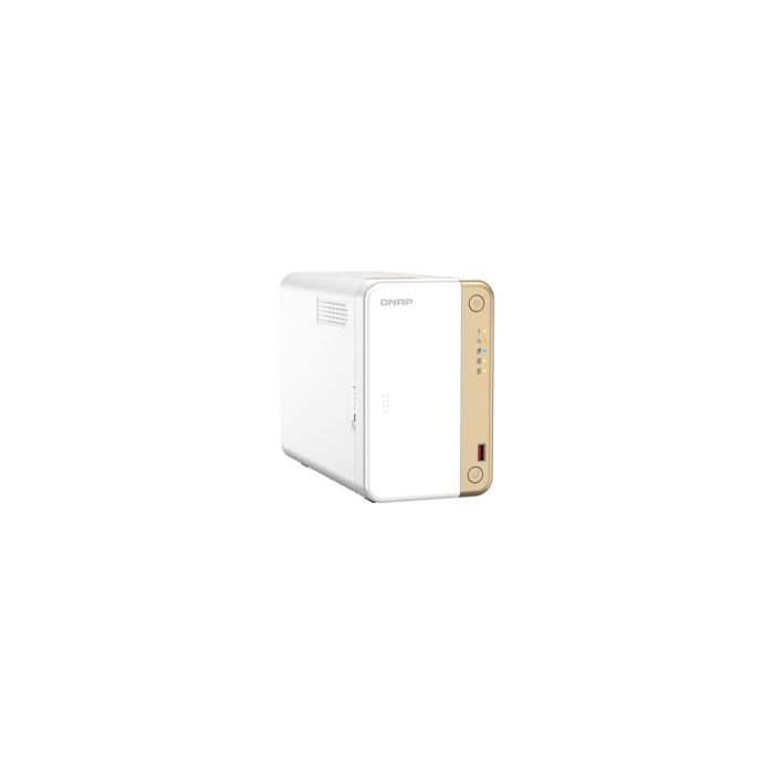 QNAP Turbo NAS TS-262-4G 2 x Total de compartimientos Sistema de almacenamiento SAN/NAS - 4GB Flash Memory Capacity - Intel Celeron N4505 Dual-core (2 núcleos) 2GHz - 4GB RAM - DDR4 SDRAM Torre - 0 x HDD Instalado - Serie ATA/600 Controlador - Compatibilidad con RAID - 0, 1, JBOD RAID Levels - 1 x RJ-45 - 2.5 Gigabit Ethernet - 2Año(s) Garantía