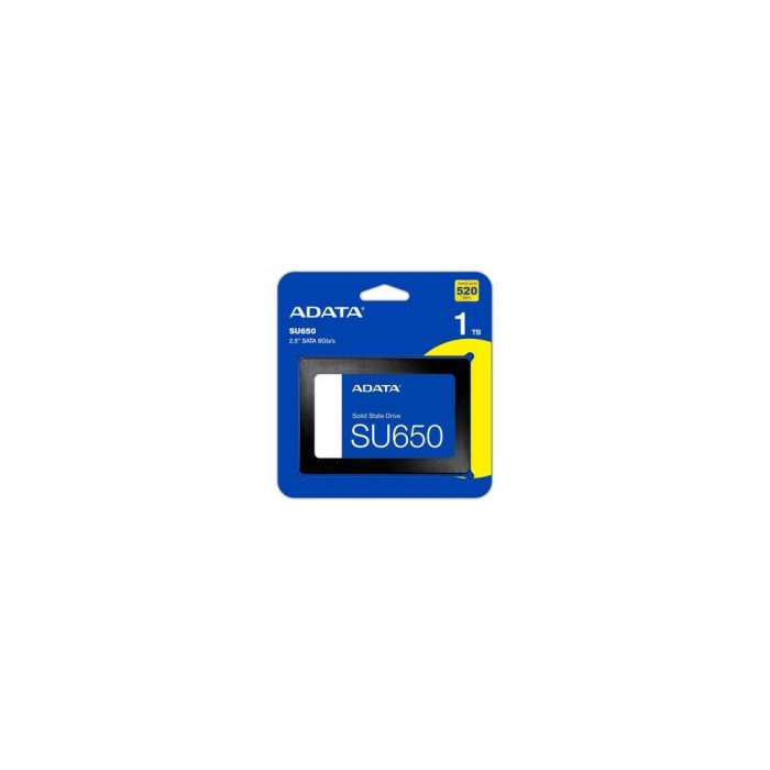 Unidad de estado sólido Adata Ultimate SU650 ASU650SS-1TT-R - 2.5" Interno - 1TB - SATA (SATA/600) - Computadora de escritorio Dispositivo compatible - 600TB TBW - 520MB/s Tasa de transferencia de lectura máxima