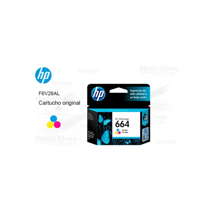 Cartucho de tinta HP 664 original tricolor para impresoras de inyección de tinta, calidad superior