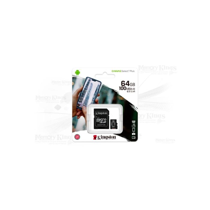 Tarjeta de memoria Kingston Canvas Select Plus 64 GB microSDXC con adaptador SD incluido - Rápida y confiable