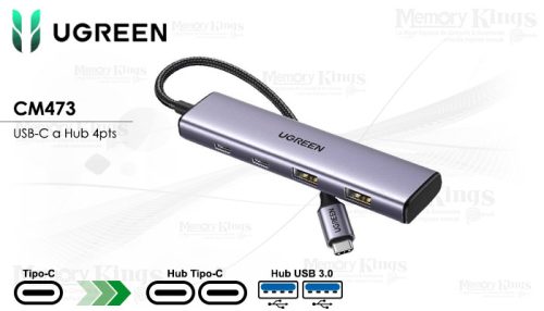 HUB USB-C UGREEN CM473 4pt-USB 3.0 | 2pt-USB-C