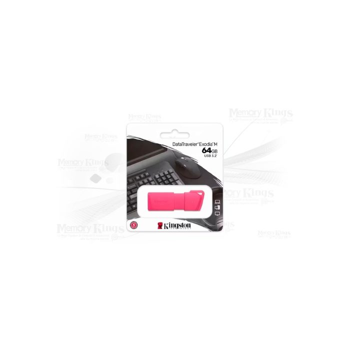 Memoria USB 3.2 Gen 1 64GB Datatraveler Exodia M en color rosa neón, alta velocidad y gran capacidad