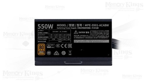FUENTE 550W 80plus BRONZE COOLER MASTER MWE 550 V2