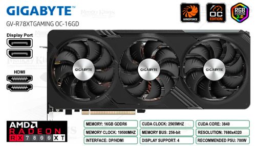 Tarjeta de video Gigabyte Radeon RX 7800 XT GAMING OC 16G, 16GB GDDR6, PCI Express 4.0