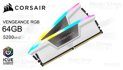 MEMORIA DDR5 64GB 5200 CL40 CORSAIR VENGEANCE RGB WHITE (2x32GB)