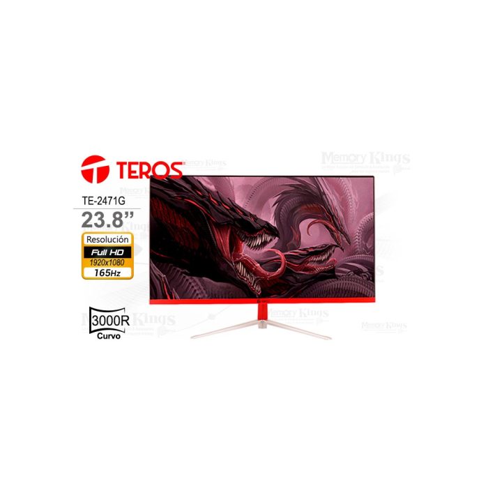 Monitor curvo gaming TEROS TE- 2471G, 23.8" FHD VA, 165 Hz, 2 ms, HDMI, DP