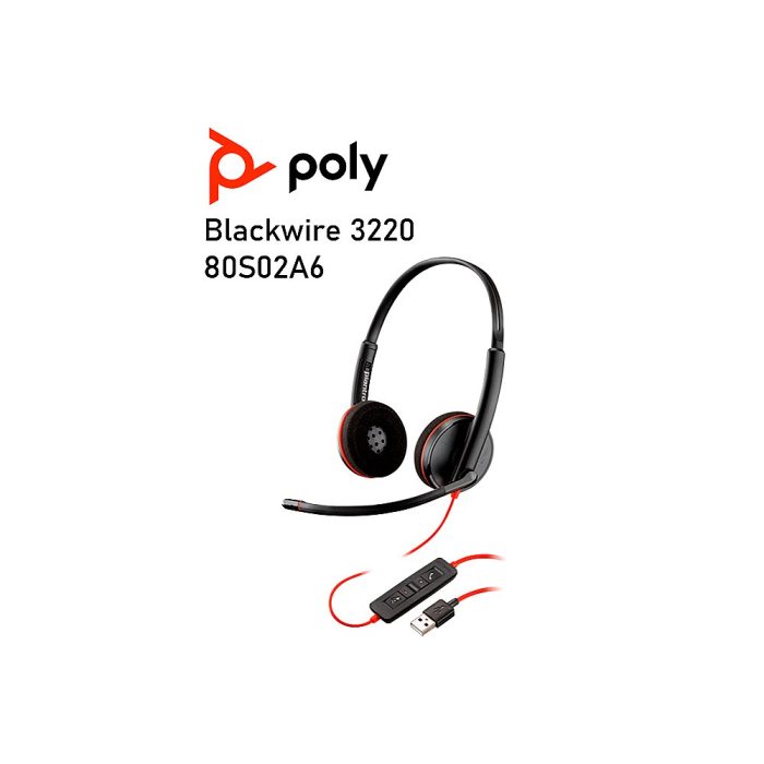 Poly Blackwire 3220 - 3200 Series - auricular - en oreja - cableado - USB-A - negro