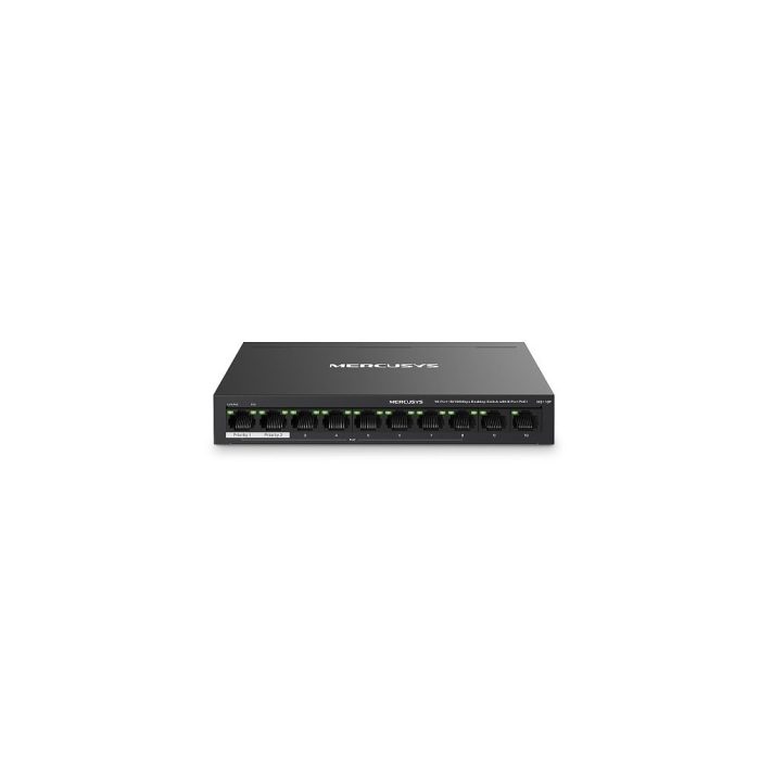 Mercusys MS110P V1 - Conmutador - 10 x 10/100 (8 PoE+) - sobremesa, montaje en pared - PoE+ (65 W)