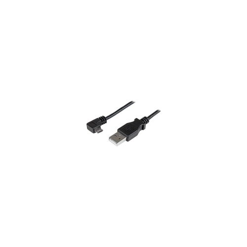 StarTech.com Cable de 2m Micro USB con conector acodado a la derecha - Cable de Carga y Sincronización - Cable for Teléfono, Tableta - 480Mbit/s - Níquel Conector chapado - 24/30 AWG - Negro