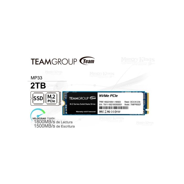 UNIDAD SSD M.2 PCIe 2TB TEAMGROUP MP33