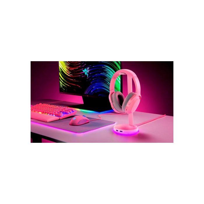 Soporte para auriculares Razer Station V2 RGB con hub Quartz - Estilo y funcionalidad en tu escritorio