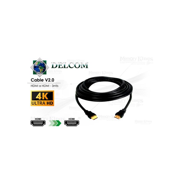 Cable HDMI 3m Delcom UHD 4K/2K | Alta Velocidad y Gran Calidad de Imagen