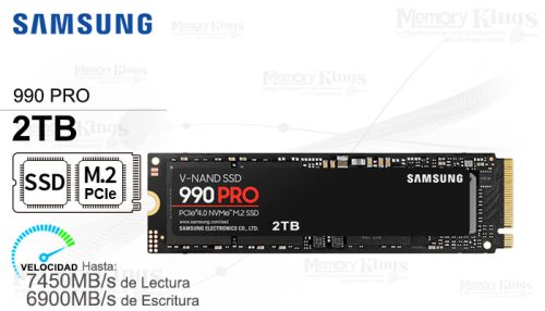 Unidad En Estado Solido Samsung 990 Pro 2Tb M.2 2280, Pcie Gen 4.0 X4, Nvme 2.0
