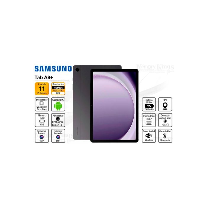 Tablet Samsung Galaxy Tab A9+ (Modelo SM-X210N), 11.0" (1920 x 1200) WUXGA, TFT
