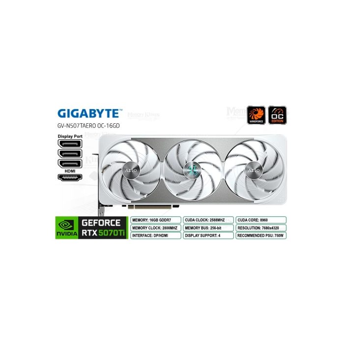 Tarjeta De Video Gigabyte Geforce Rtx 5070 Ti Aero Oc 16G, 16 Gb Gddr7, Pcie Gen 5.0