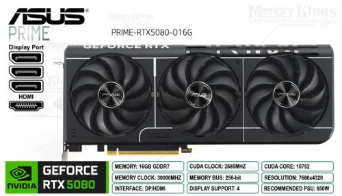 Tarjeta De Video Asus Prime-Rtx5080-O16G, 16Gb Gddr7, Pcie Gen 5.0
