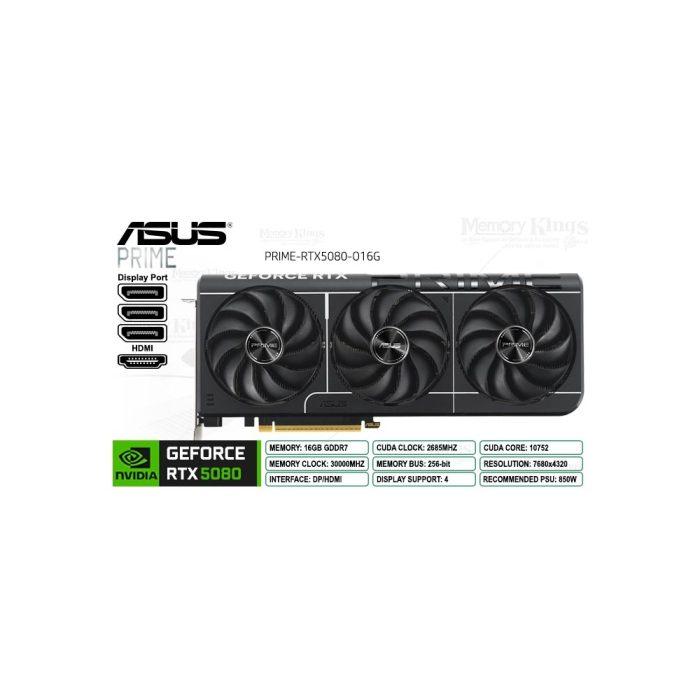 Tarjeta De Video Asus Prime-Rtx5080-O16G, 16Gb Gddr7, Pcie Gen 5.0