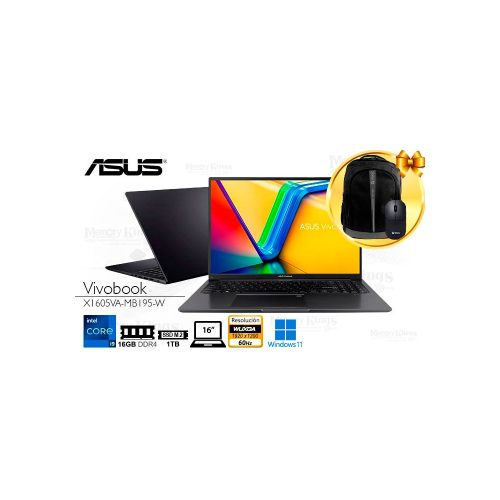 LAPTOP Core i9-13900H ASUS Vivobook 16 X1605VA -MB195 16|1TB|16" grafica Intel Iris Xe, W11HOME