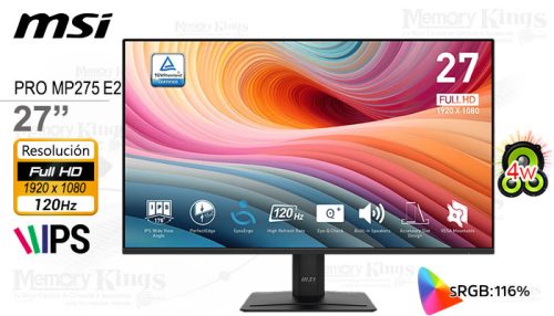 MONITOR 27 MSI PRO MP275 E2 iPS FHD 120HZ 1MS BLACK