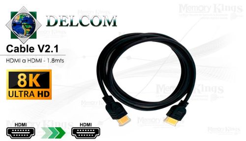 CABLE HDMI a HDMI 1.8mts DELCOM UHD 2.1V 8K c|Alum