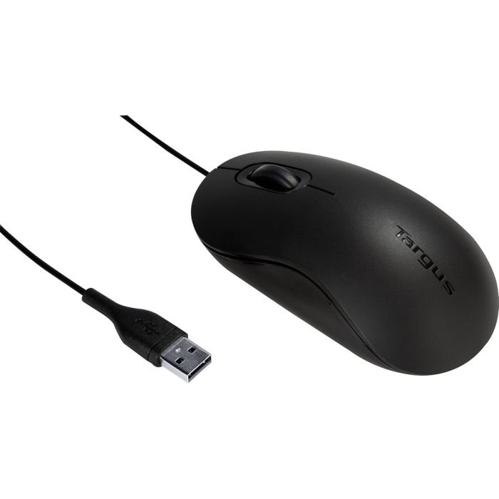 Targus AMU81USZ Mouse - USB - Óptico - 3 Botón(es) - Negro mate - Cable - 1000 dpi - Rueda de desplazamiento - Simétrico