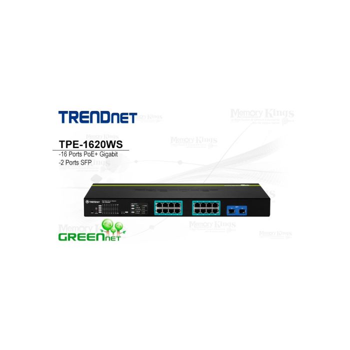 SWITCH GbE 16pt Smart TRENDNET TPE-1620WS PoE+