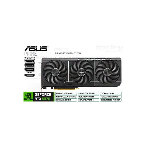 Tarjeta de video ASUS PRIME-RTX5070-O12G , 12 GB GDDR7, PCIe Gen 5.0