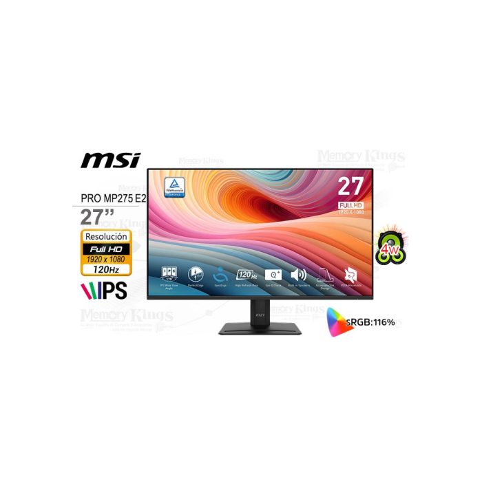 MONITOR 27 MSI PRO MP275 E2 iPS FHD 120HZ 1MS BLACK