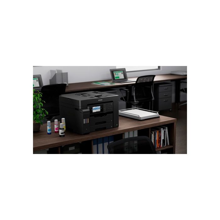 Impresora de inyección de tinta multifunción Epson L15150 Inalámbrico EcoTank - Color - Copiadora/Fax/Impresora/Escáner - 32 ppm Mono/22 ppm de impresión en color - 4800 x 2400 dpi Impresión - Dúplex impresión Automático - Color Escáner - 1200 - Color Fax - Ethernet - LAN inalámbrica - Wi-Fi Direct, Epson Connect, Apple AirPrint, Google Cloud Print - USB