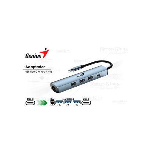 HUB USB-C GENIUS UH-545 GIGABIT ETHERNET 1-USB-C 3-USB-A (31240004400)