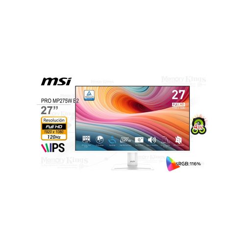 MONITOR 27 MSI PRO MP275W E2 iPS FHD 120HZ 1MS WH WHITE