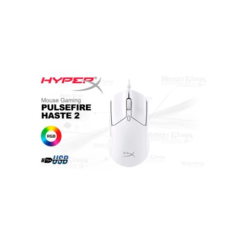 HyperX Pulsefire Haste 2 - Ratón - óptico - 6 botones - cableado - blanco