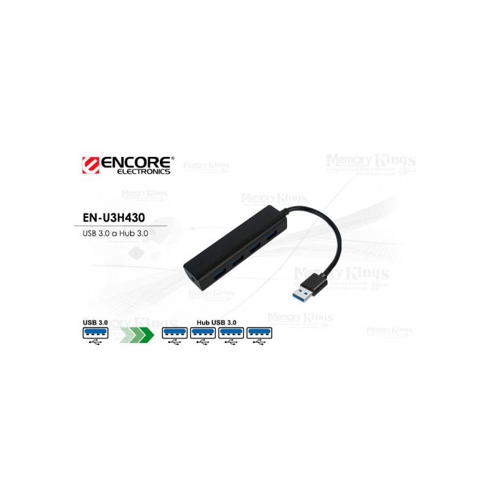 HUB USB 4pt ENCORE EN-U3H430 BLACK