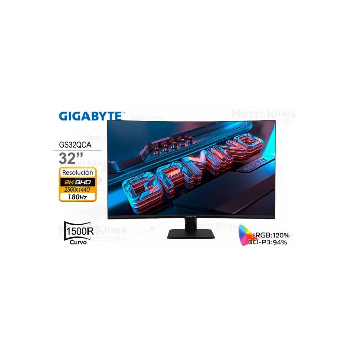 MONITOR GIGABYTE  GS32QCA 31.5" VA CURVO 1MS 2560 X 1440 165HZ HDMI D