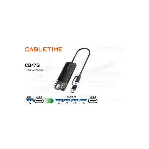ADAPTADOR HUB CABLETIME CB03B 5Gbps USB-C